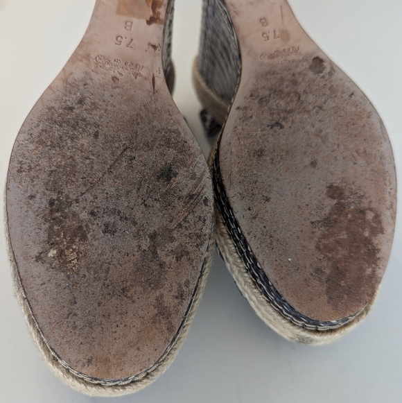 Coach Dalton Snakeskin Leather Braided Espadrille Wedge Strappy Sandal sz 7½ - Picture 10 of 12